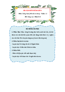 Phiếu bài tập cuối tuần Tiếng Việt lớp 3 Tuần 11 (nâng cao) | Kết nối tri thức