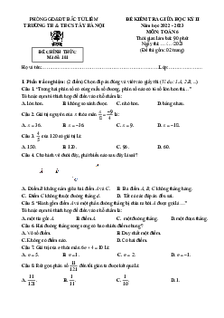 Đề giữa học kì 2 Toán 6 năm 2022 – 2023 trường TH & THCS Tây Hà Nội