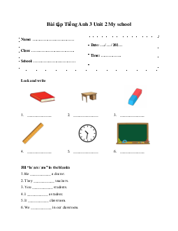 Giải Bài tập Tiếng Anh 3 Unit 2 My school