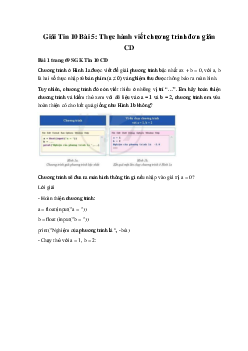 Giải Tin 10 Bài 5: Thực hành viết chương trình đơn giản CD