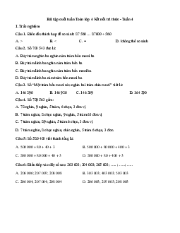 Bài tập cuối tuần Toán lớp 4 Kết nối tri thức - Tuần 4 (Cơ bản)