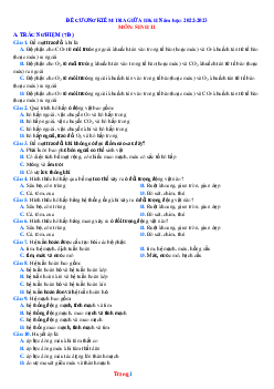 Đề cương kiểm tra giữa học kỳ II năm học 2022-2023 môn sinh 11