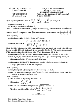 Đề tuyển sinh lớp 10 môn Toán (chuyên) năm 2022 – 2023 sở GD&ĐT Bình Phước