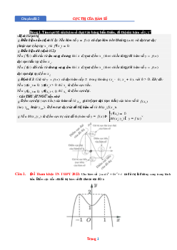 TOP 36 câu hỏi trắc nghiệm mức độ thông hiểu Toán 12 về Cực trị của hàm số (có lời giải)