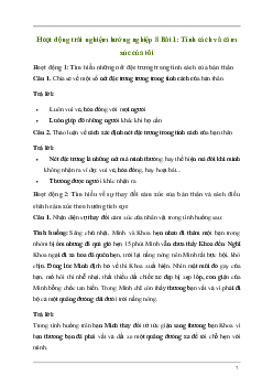Hoạt động trải nghiệm 8: Tính cách và cảm xúc của tôi | Kết nối tri thức