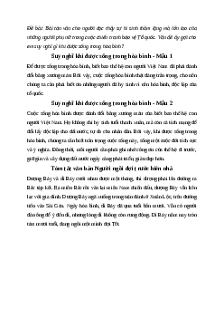 Bài tản văn Người ngồi đợi trước hiên nhà gợi cho em suy nghĩ gì khi được sống trong hòa bình? | Văn mẫu 7 Cánh diều
