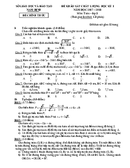 Đề khảo sát chất lượng học kỳ 1 Toán 9 năm học 2017 – 2018 sở GD và ĐT Nam Định