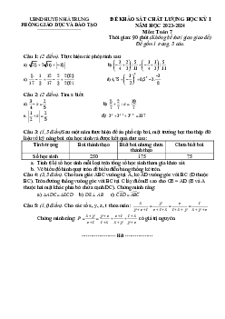 Đề học kỳ 1 Toán 7 năm 2023 – 2024 phòng GD&ĐT Hà Trung – Thanh Hóa