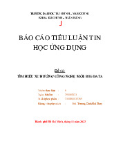 Báo cáo Tiểu luận Tin học Ứng dụng: Xu hướng Big Data Môn Tin học đại cương | Trường Đại học Tài chính - Marketing