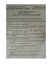 Đề thi hết môn học kì 1 Hóa đại cương năm học 2025-2026  - trường đại học Khoa học tự nhiên – Đại học quốc gia hà nội.