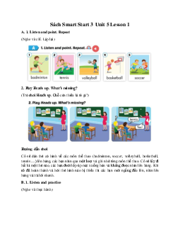 Giải BT Sách Smart Start 3 Unit 5 Sports & Hobbies Lesson 1