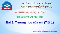 Giáo án điện tử Tự nhiên và xã hội 1 bài 6 Chân trời sáng tạo : Trường học của em