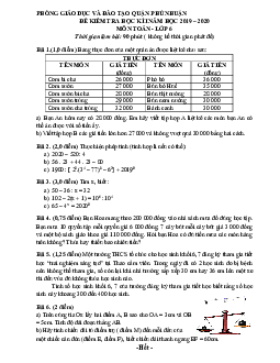 Đề thi học kỳ 1 Toán 6 năm 2019 – 2020 phòng GD&ĐT Phú Nhuận – TP HCM