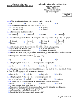 Đề KSCL lần 1 năm học 2017 – 2018 môn Toán 11 trường THPT Nguyễn Viết Xuân – Vĩnh Phúc