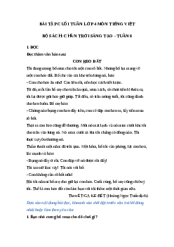 Bài tập cuối tuần tiếng Việt lớp 4 Chân trời sáng tạo Tuần 6 cơ bản