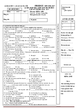 Đề thi chọn học sinh giỏi TP Hà Nội môn Tiếng Anh 12 năm 2016-2017 (có đáp án)