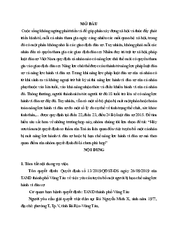 Bài báo cáo đề tài: “Hãy sưu tầm một quyết định sơ thẩm của Toà án liên quan đến việc tuyên bố một cá nhân bị mất năng lực hành vi dân sự hoặc bị hạn chế năng lực hành vi dân sự mà theo quan điểm của nhóm quyết định đó là chưa phù hợp”