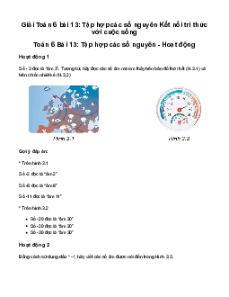 Giải Toán 6 Bài 13: Tập hợp các số nguyên | Kết nối tri thức