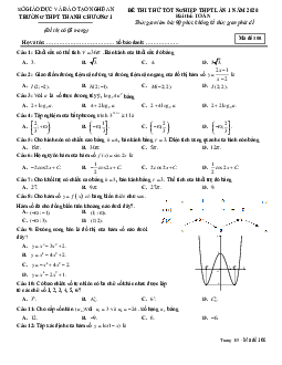 Đề thi thử tốt nghiệp THPT 2020 môn Toán lần 1 trường Thanh Chương 1 – Nghệ An