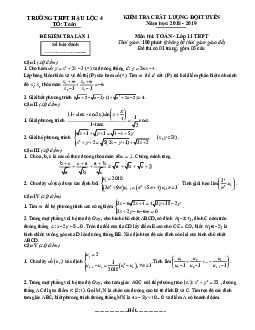 Đề kiểm tra chất lượng đội tuyển Toán 11 năm 2018 – 2019 trường THPT Hậu Lộc 4 – Thanh Hóa