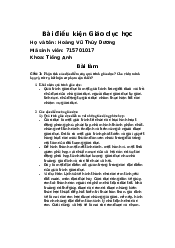 Bài điều kiện Giáo dục học | Đại học Sư phạm Hà Nội