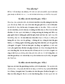 Nêu một vài ưu điểm của trò chơi dân gian so với trò chơi có thể sử dụng các thiết bị công nghệ | Văn mẫu lớp 7 Chân trời sáng tạo