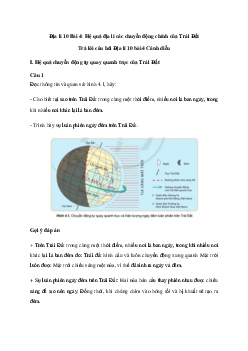 Giải Địa lí 10 Bài 4: Hệ quả địa lí các chuyển động chính của Trái Đất | Cánh diều