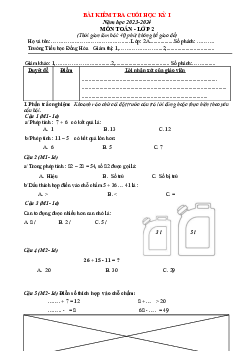 Đề thi học kì 1 lớp 2 năm 2023 - 2024 theo Thông tư 27 | Toán 2 Kết nối tri thức đề 6