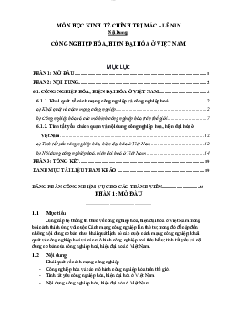 Tiểu luận môn Kinh tế chính trị Mác - Lenin đề tài "Công nghiệp hóa, hiện đại hóa ở Việt Nam"