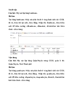 Giải bài 20: Thực hành tạo lập các bảng có khóa ngoài | Tin học 11 Kết nối tri thức