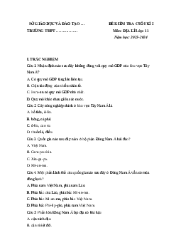 Đề thi học kì 1 môn Địa lí 11 năm 2023 - 2024 sách Cánh diều | Đề 2