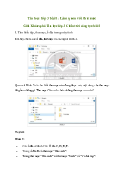 Giải Tin học lớp 3 Bài 8: Làm quen với thư mục | Chân trời sáng tạo
