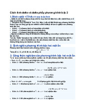 Cách tính delta và delta phẩy phương trình bậc 2 - Toán 9