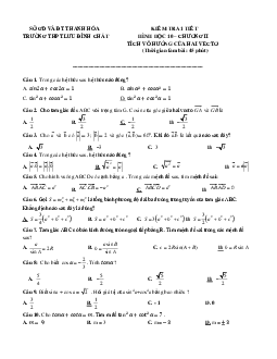 Đề kiểm tra Hình học 10 chương 2 trường THPT Lưu Đình Chất – Thanh Hóa