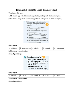 Tiếng Anh 7 Right On Unit 6 Progress Check