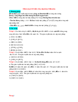 Lý thuyết toán 11 về Phương pháp tìm giao tuyến giữa hai mặt phẳng