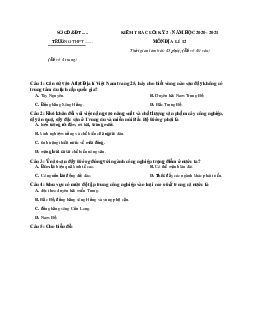 Bộ đề thi học kì 2 Địa Lí 12 có đáp án năm học 2020 - 2021
