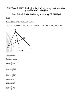 Giải Toán 7 Bài 7: Tính chất ba đường trung tuyến của tam giác | Chân trời sáng tạo