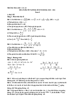 Đề cương học kì 2 Toán 8 năm 2023 – 2024 trường THCS Chu Văn An – Hà Nội