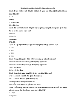 Bài tập trắc nghiệm Lịch sử 9: Các nước châu Phi (có đáp án)