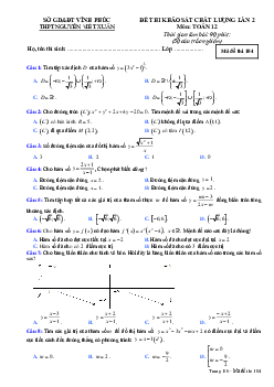 Đề KSCL Toán 12 lần 2 năm 2019 – 2020 trường Nguyễn Viết Xuân – Vĩnh Phúc