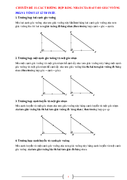 Chuyên đề các trường hợp bằng nhau của tam giác vuông Toán 7