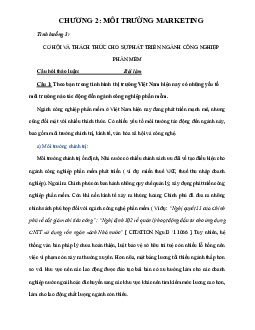 Chương 2: Môi trường Marketing Cơ hội và thách thức cho sự phát triển phần mềm