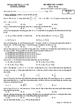 Đề kiểm tra 45 phút Đại số và Giải tích 11 chương 2 trường Phan Văn Trị – Cần Thơ