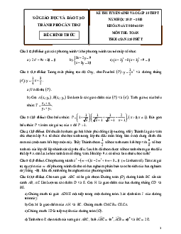 Đề thi tuyển sinh lớp 10 THPT năm học 2017 – 2018 môn Toán sở GD và ĐT Cần Thơ