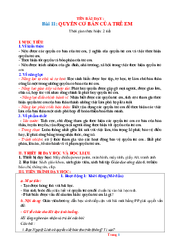 Giáo án GDCD 6 Bài 11: Quyền cơ bản của trẻ em  | Chân trời sáng tạo