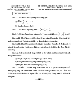 Đề thi HK1 Toán 11 năm 2019 – 2020 trường THPT Nguyễn Trung Trực – TP HCM