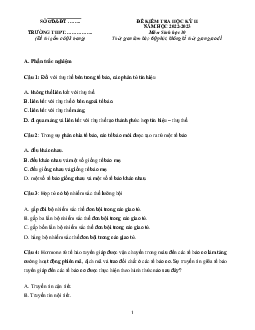 Đề thi học kì 2 môn Sinh học 10 năm 2022 - 2023 sách Cánh diều | đề 1