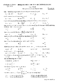 Đề thi học kỳ 1 Toán 12 năm học 2018 – 2019 sở GD&ĐT Thái Bình
