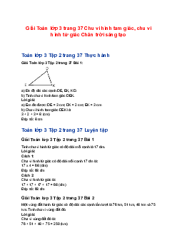 Giải Toán lớp 3 trang 37 Chu vi hình tam giác, chu vi hình tứ giác Chân trời sáng tạo